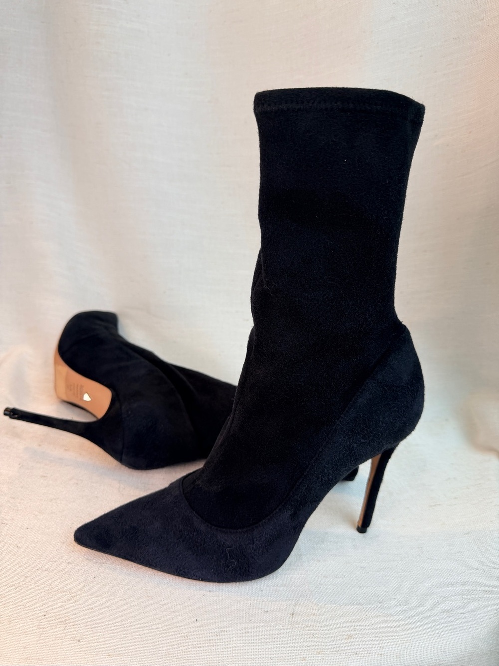Schutz Black Suede Pointed Toe Sock Boots Women’s 9.5 Stiletto Heels